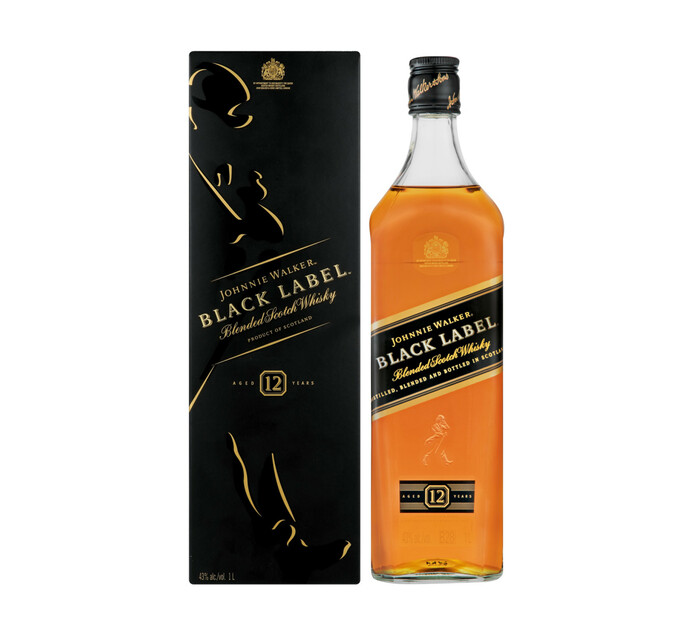 Johnnie Walker Black Label Scotch Whisky (12 x 1 l)