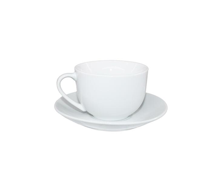 12 Piece Fine Bone Tea Cup & Saucer Drinkware Set - Pure White