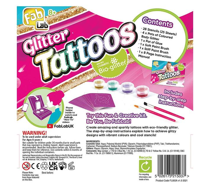 FabLab FL003 Glitter Tattoos, Mixed Makro