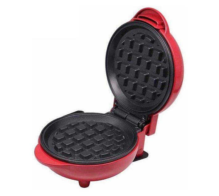 350W NonStick Mini Waffle Maker Red Makro