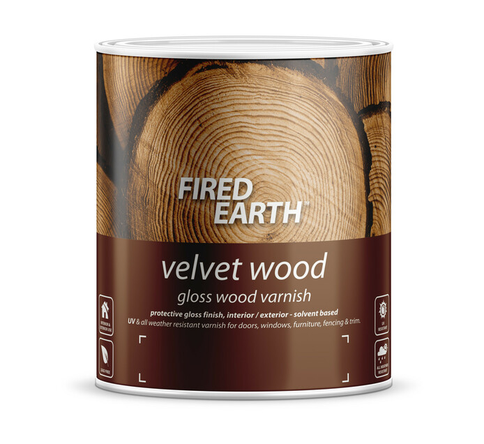 Fired Earth 1 l Velvet Wood Gloss Varnish Burnt Brown Makro
