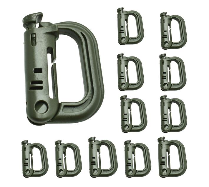 12 Pieces Plastic Tactical DRing Carabiner ClipsDark Green Makro