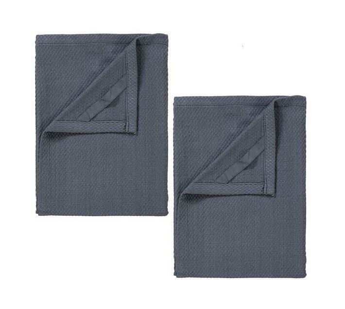blomus Cotton Tea Towels in Gunmetal QUAD Set of 2