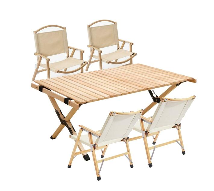 Wooden Folding Camping Picnic Table & 4 Chairs Set Makro