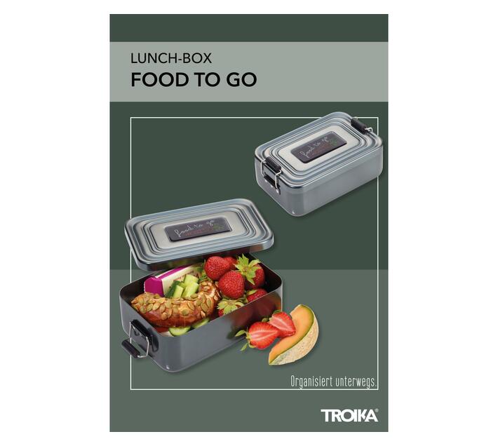 TROIKA Lunchbox with Clip-Lock and Food To Go Motif Aluminium