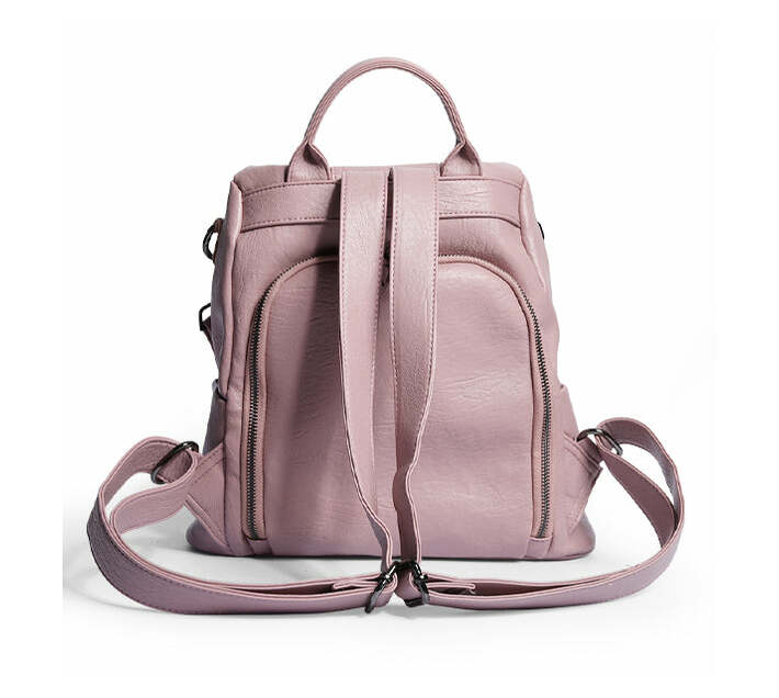 3Way PU Leather AntiTheft Backpack 1801 Pink Makro