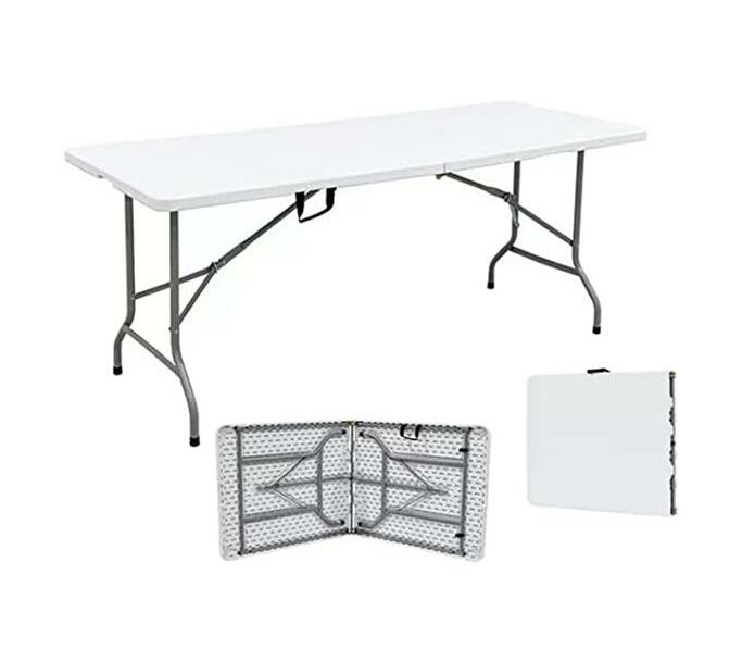 1.8m Plastic Folding Table Folds in Half with Carrying Handle Makro