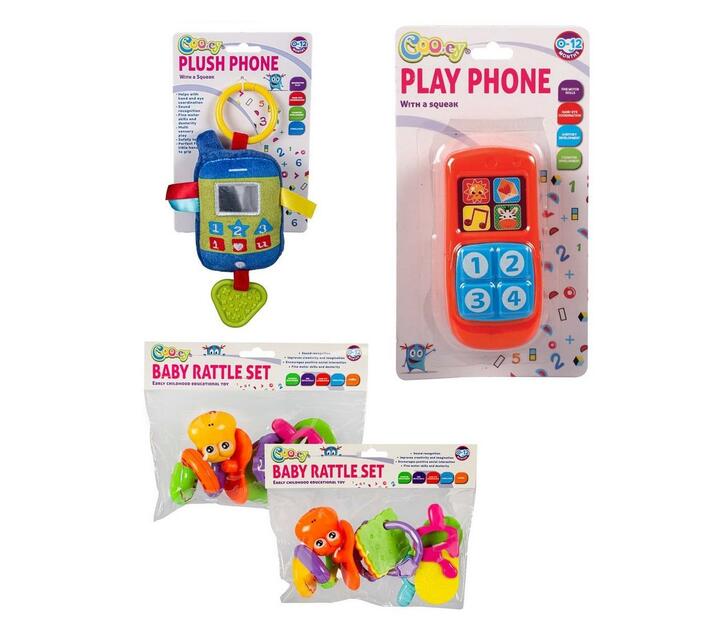 Baby Rattle Phone, Rattle Set 5pc & Plastic Squeak Phone Makro