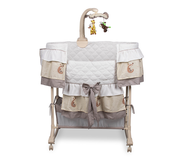Baneen Baby Cradle Bed Cot with Wheels, Basket and Canopy