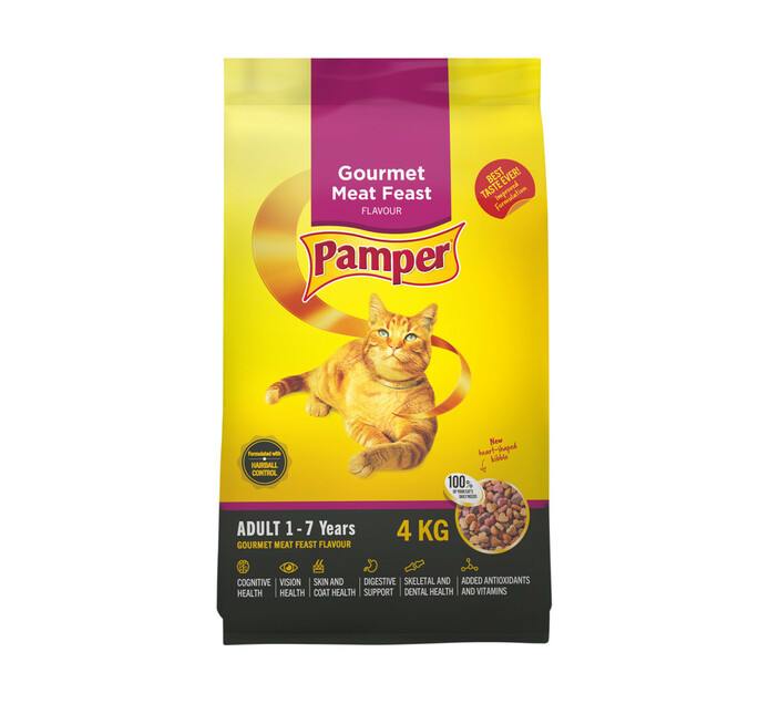 Pamper Dry Cat Food Gourmet Meat Feast (4 kg)