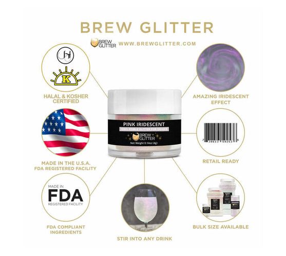 Brew Glitter - Edible Beverage Glitter (Pink Iridescent)