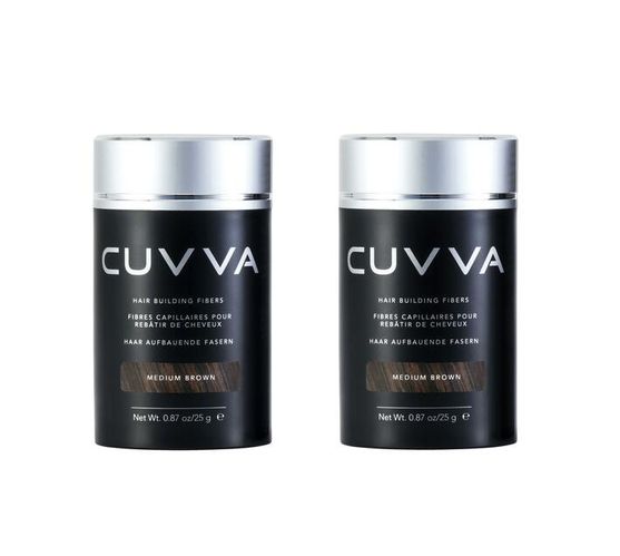 CUVVA Hair Fibers for Hair Loss & Balding Hair – Medium Brown – 2 x 25g