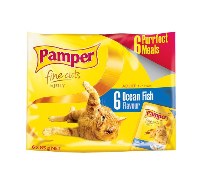 Pamper Pamper Wet Cat Food Jelly Ocean Fish (6 x 85g)