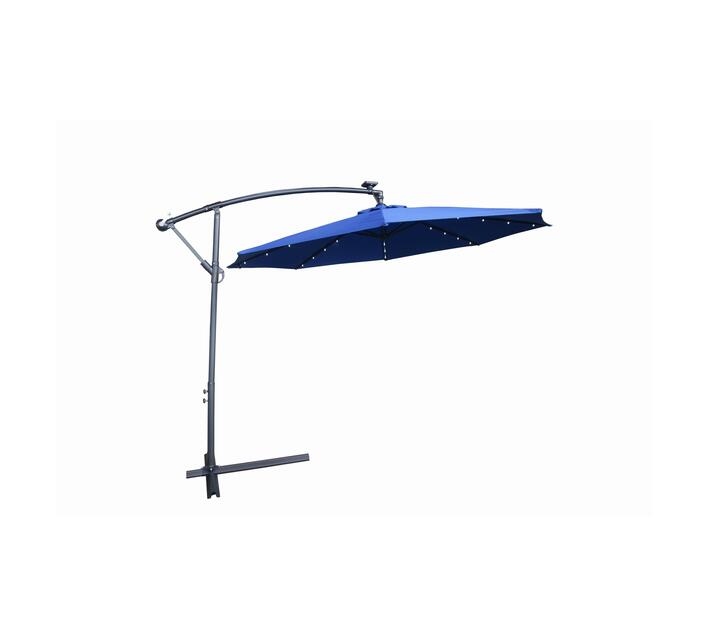 Hazlo Outdoor Patio Cantilever Umbrella With Solar Panel Led Lights - Blue