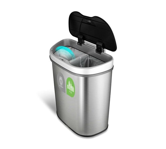 Sensor Touch 2 Compartment Recycling Bin Stainless Steel And