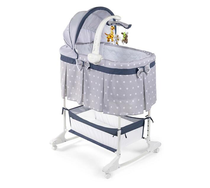 Baneen Baby Cradle Bed Cot with Wheels, Basket and Canopy