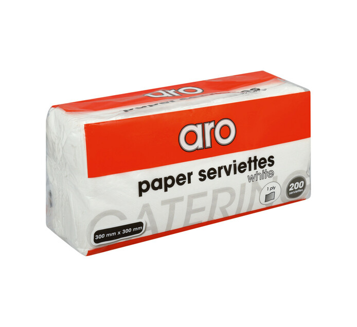 ARO Serviettes White 1-Ply 300 mm x 300 mm (1 x 200's)