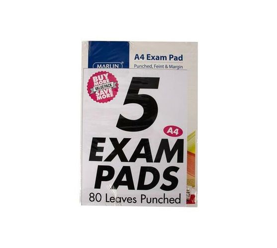 Book Exam-Pad 80-Sheets Punched 5 Pack