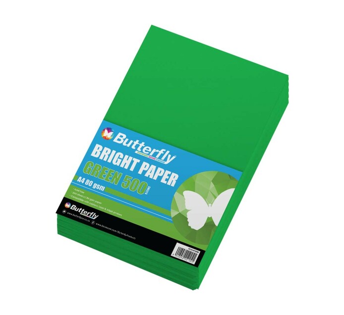 Butterfly A4 Bright Paper Ream 500 Sheets Green Specialised Paper