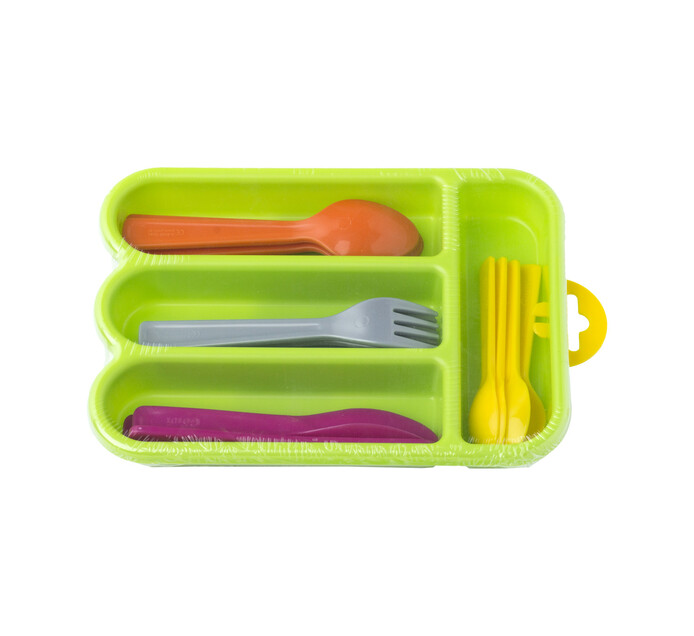 Gowi Cutlery set In Red and Green Tray 