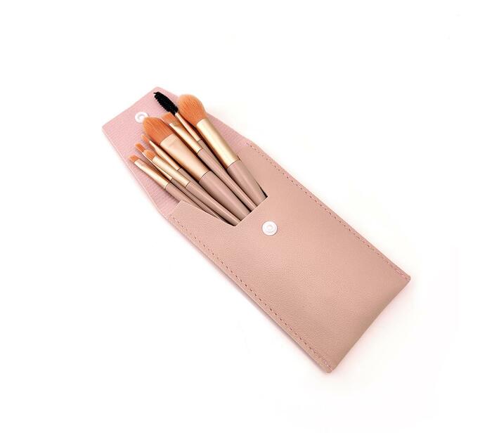 Soft Makeup Brush Travel Set 8 Piece Pink Makro