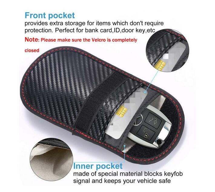 2 Pack Car Key Signal Blocker Pouch Bag Faraday Fob Protector Case Black Makro