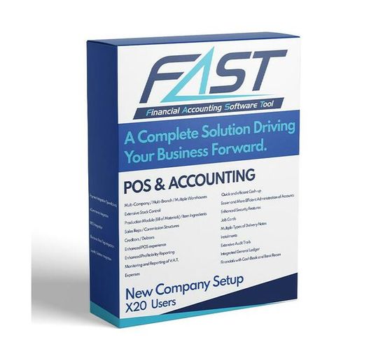 20 User FAST POS & Accounting Software : New Company Setup (1 Month Subscription)