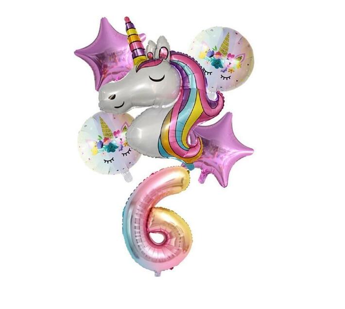 Unicorn Balloon Set for 6th Birthday Makro