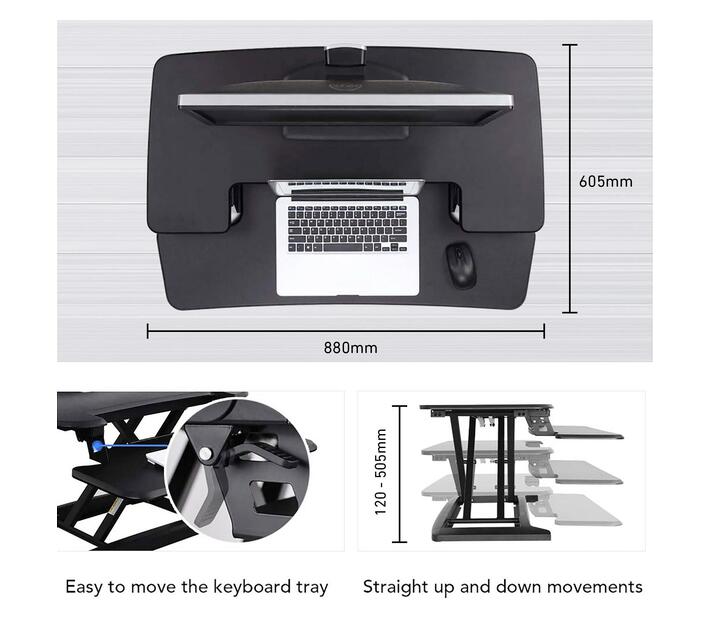 XCOVE SitStand Standing Desk Converter (Black) Makro