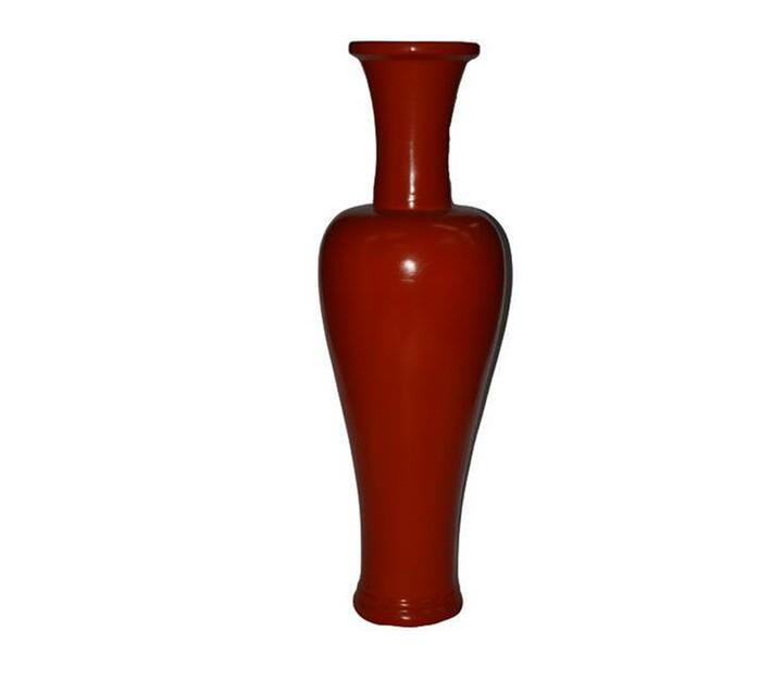 Vase Ceramic 115cm Elina Long Neck Orange - Decor Essentials