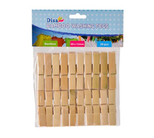 Washing Pegs 60mm - 20 Pieces Per Pack (Pack of 10)