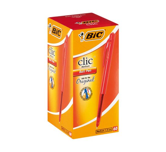 BIC Clic Ballpoint Pen Red 60 Pack 