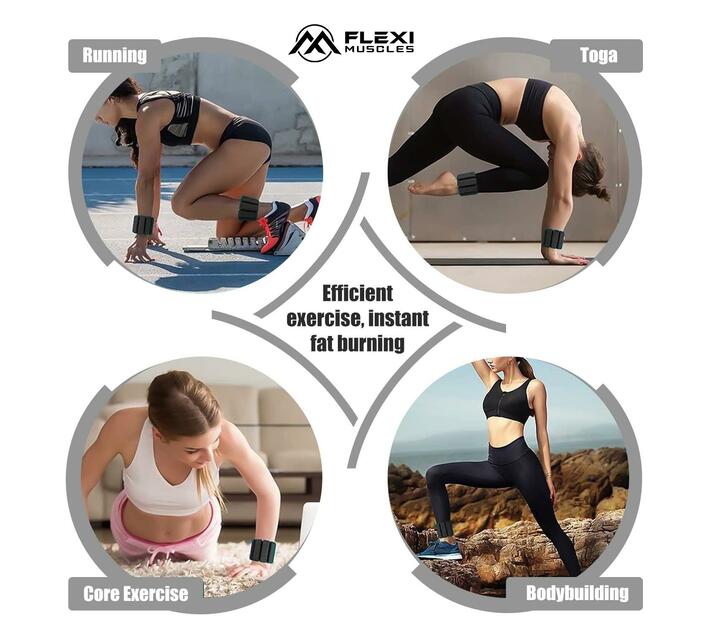 Flexi Muscles Adjustable Wearable Wrist & Ankle Weights (2x 450g Set