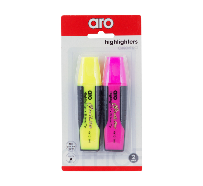 ARO Highlighters Assorted 2 Pack 