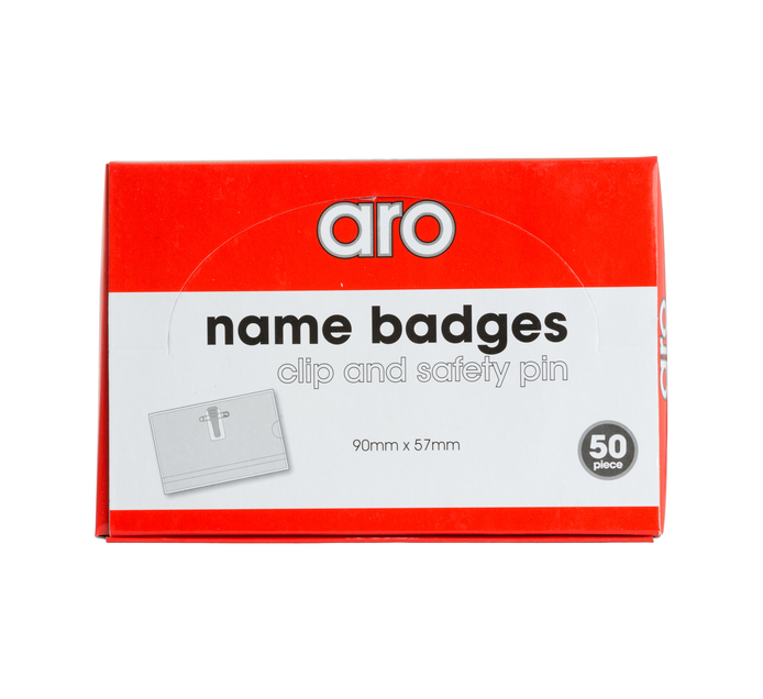 ARO 90 mm x 57 mm Name Badges with Clip 50Pack Makro