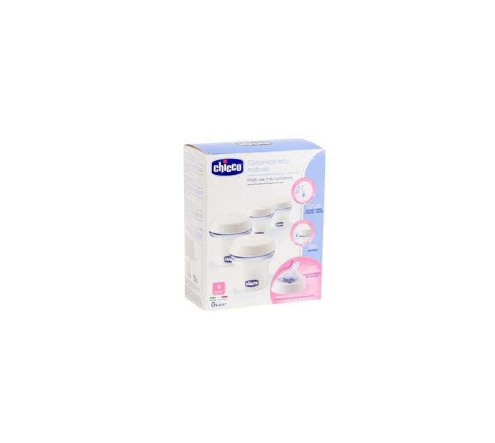 Chicco Natural Feeling Breast Milk Containers – 4 PK - Clear with white lid