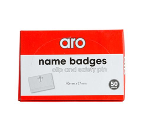 ARO 90 mm x 57 mm Name Badges with Clip 50-Pack 