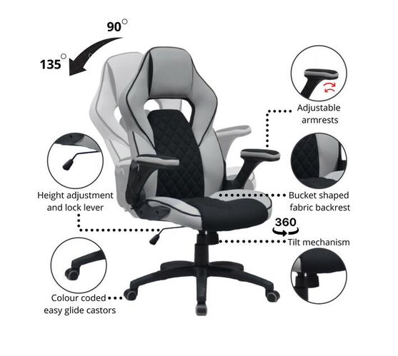 Montreal Gaming & Office Chair - Black & Grey