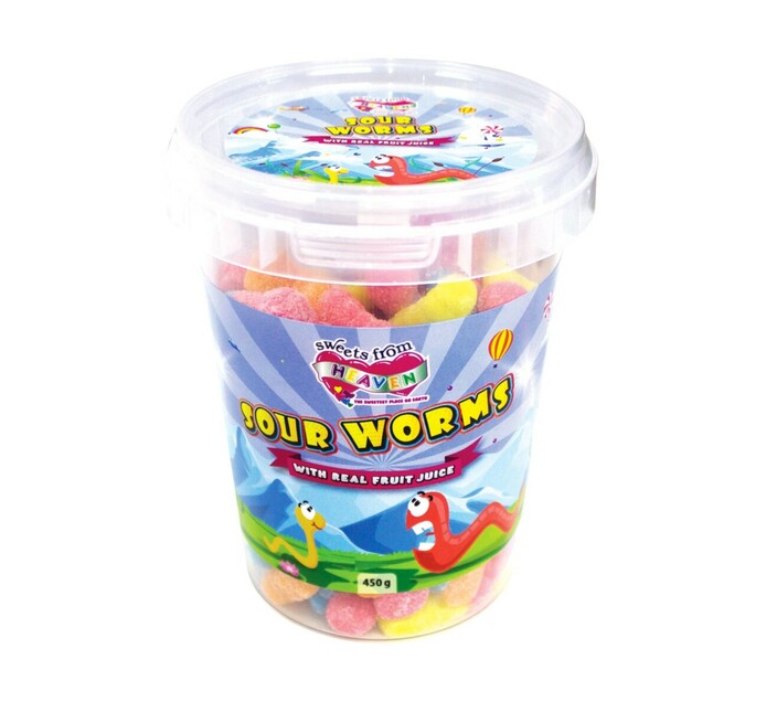 Sweets From Heaven Gums or Jellies Bucket Sour Worms (450 g) Makro