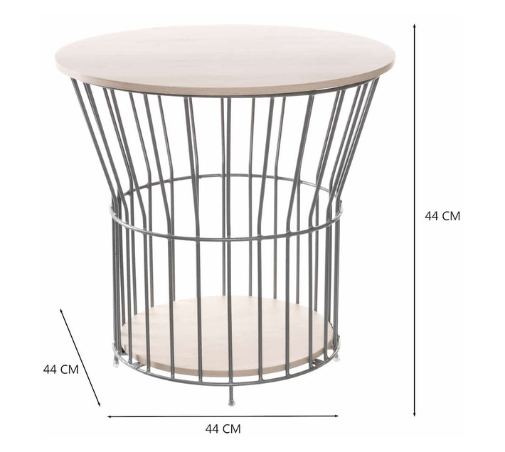 Graphic Side Table Chrome and Cream Makro