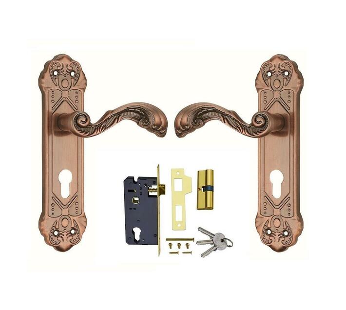 Cylinder Door Lock Set with Vintage Door Handles Makro