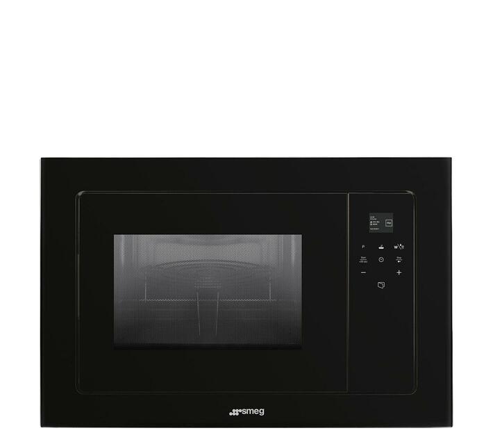 Smeg 60cm Linea Black BuiltIn Microwave Oven FMI120N2 Makro