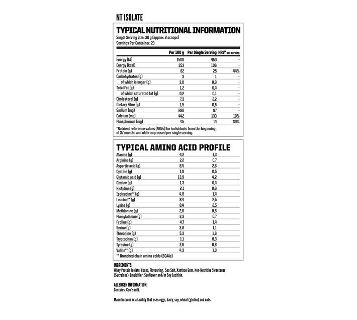 Nutritech NT Whey Isolate (700g) Chocolate Milk Makro