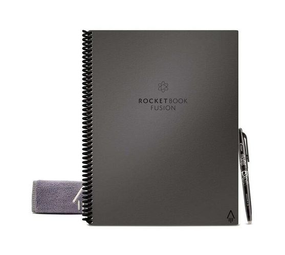 Rocketbook Fusion Digital Reusable Notebook - Grey -A4 Size Eco-Friendly Notebook- Planner, Task List, Calendar and more Includes 1 Pen and Microfibre Cloth