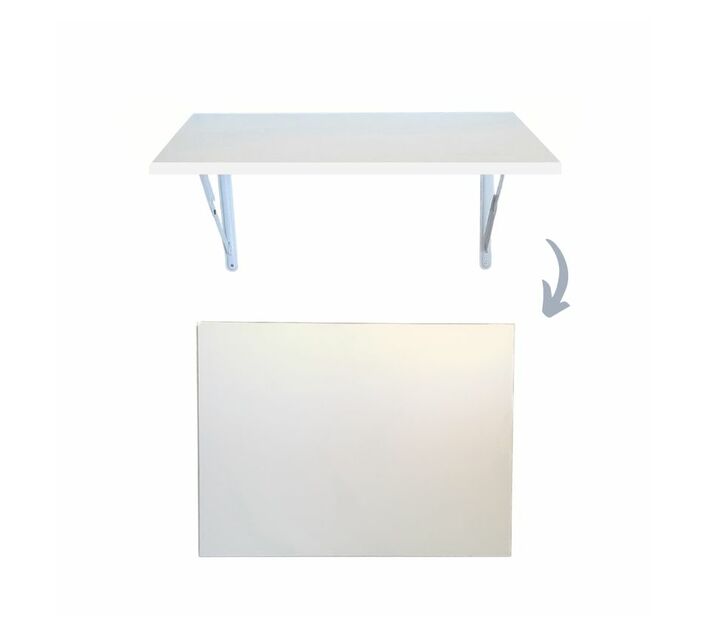 SpaceSave Fold Down Wall Mounted Study Desk Table 80X60cm White Makro