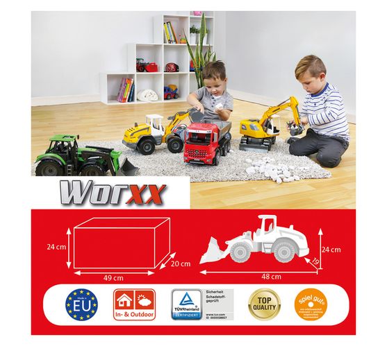LENA Toy Wheel Loader Boxed XL WORXX Liebherr L538 Replica 48x19x24cm