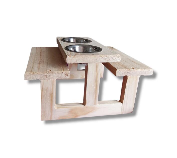 Picnic Table Pet Feeder With Bowls Makro