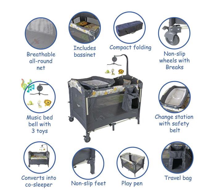 Baby Links Portable Camp Cot & CoSleeper with 2 Layers & Change Tray