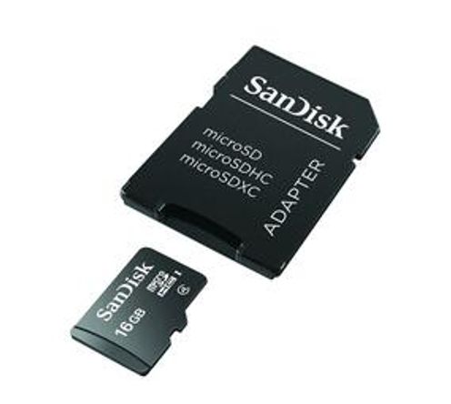 SanDisk 16GB MicroSDHC W/adapter Memory Card Class 4