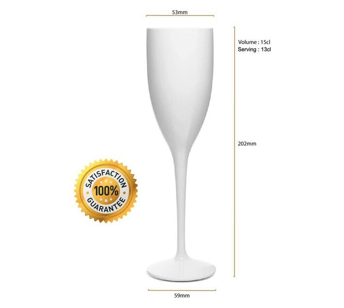 RBDRINKS RB Champagne Flutes White Premium Plastic Unbreakable Reusable